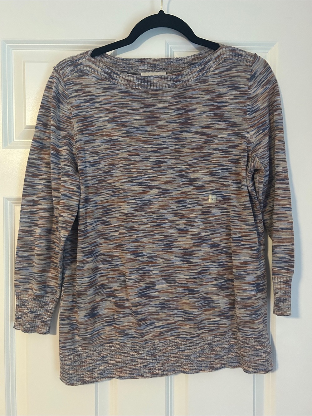 LOFT Space-Dye Crewneck Sweater in Neutral Mix (Tan, Brown, Gray)